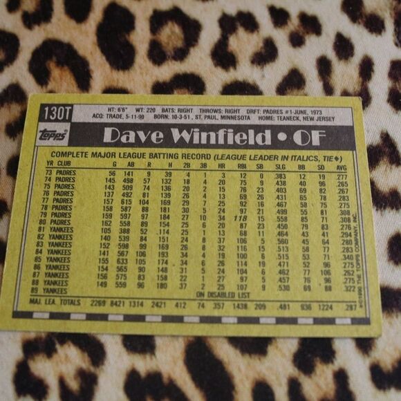 Dave Winfield #130T Baseball Card - Picture 2 of 2